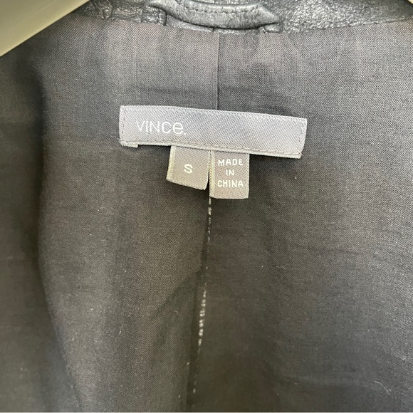 Vince Moto Leather Jacket with Ribbed Panels - Picture 14 of 16